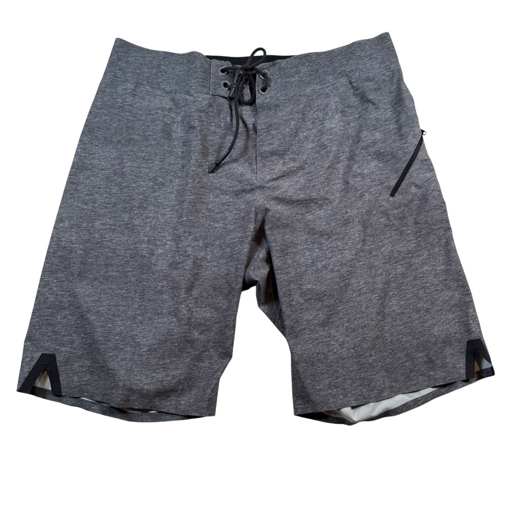 Lululemon Board Shorts Men 34 Grey Heathered Lace Up Quick Dry Active Surf